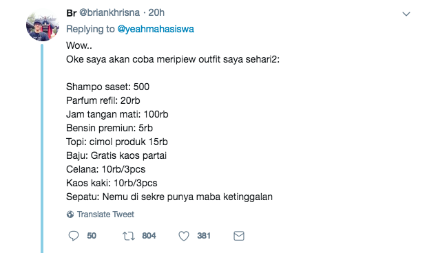 Nggak Mau Kalah sama Anak Horang Kayah, inilah 18 Review Outfit Ala Warganet Twitter. Irit, Beb~