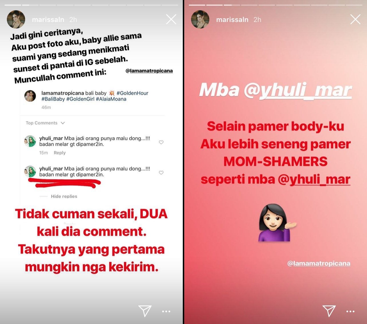 Tubuhnya Dibilang Melar, Marissa Nasution Permalukan Balik Seorang Warganet. Medsos Memang Kejam~