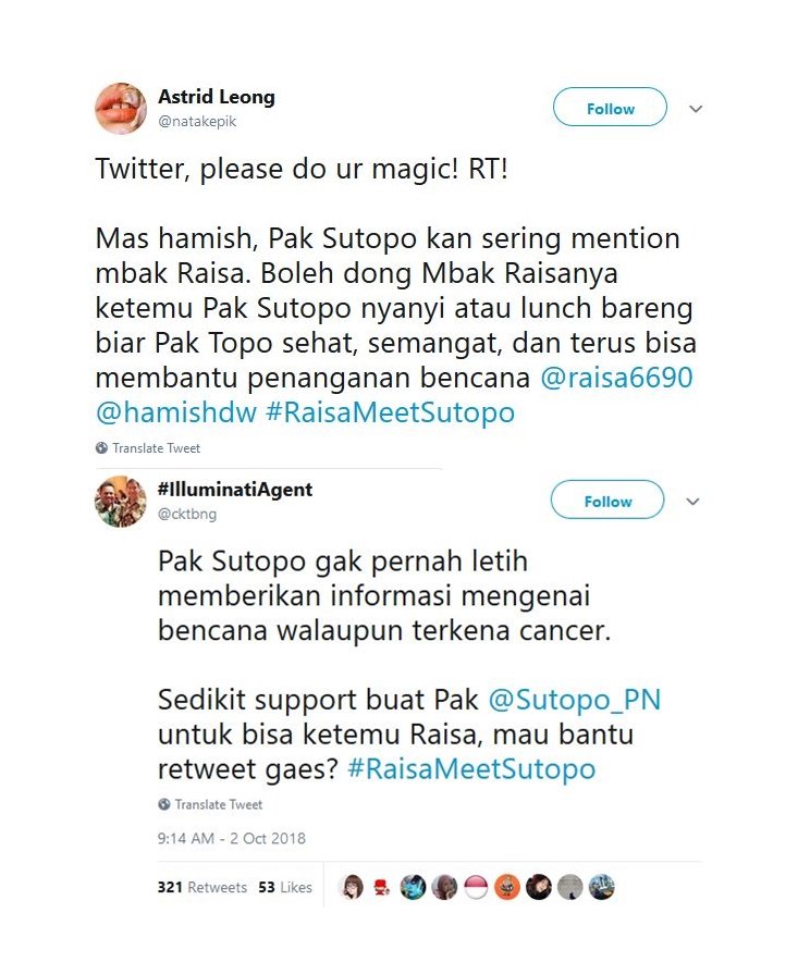 Lawan Kanker Paru dan Masih Menjalankan Tugasnya, Warganet Ingin Pertemukan Sutopo dengan Raisa