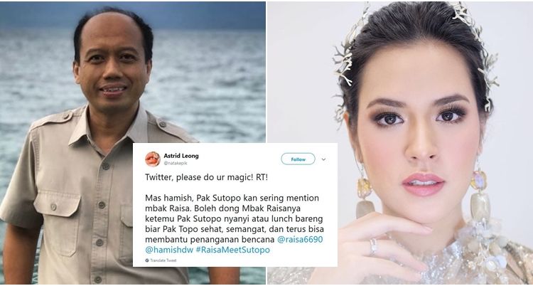 Lawan Kanker Paru dan Masih Menjalankan Tugasnya, Warganet Ingin Pertemukan Sutopo dengan Raisa