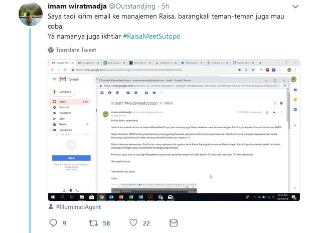 Lawan Kanker Paru dan Masih Menjalankan Tugasnya, Warganet Ingin Pertemukan Sutopo dengan Raisa