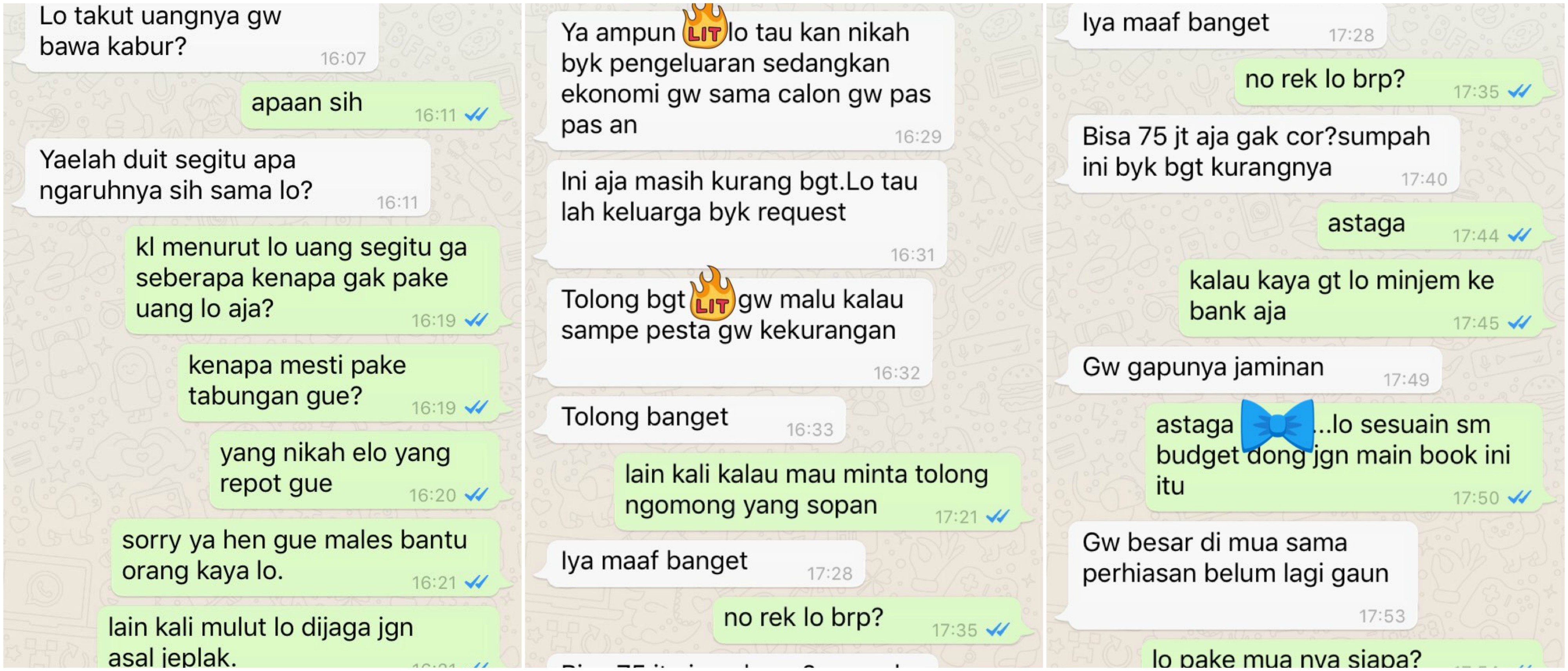 Beredar Chat Soal Cewek yang Ngutang buat Nikahan Tapi Nggak Tahu Aturan. Bikin Warganet Geregetan!