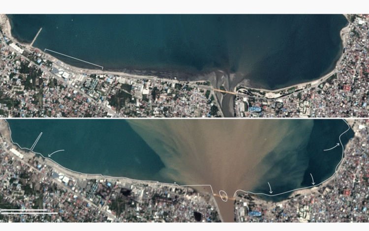 Foto Citra Satelit Perbandingan Kota Palu Sebelum dan Sesudah Gempa. Perubahannya Drastis Banget!