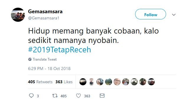 17 Tweet #2019TetapReceh ini Bukti Bahwa Guyonan Harus Dipertahankan, Nggak Peduli Siapa Presidennya