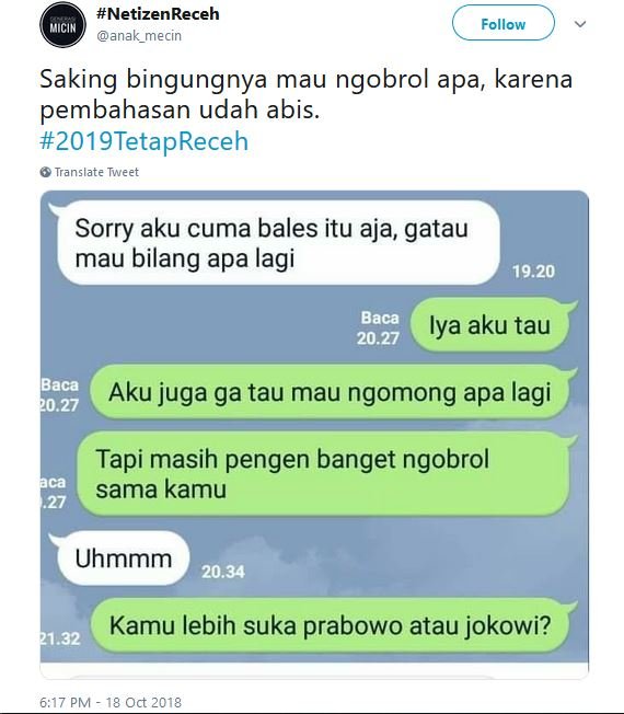 17 Tweet #2019TetapReceh ini Bukti Bahwa Guyonan Harus Dipertahankan, Nggak Peduli Siapa Presidennya