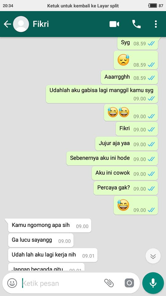 Terlanjur Sayang, Cowok ini Syok Setelah Tahu 'Pacar Online'-nya adalah Hode. Lucu, Tapi Sedih Juga!