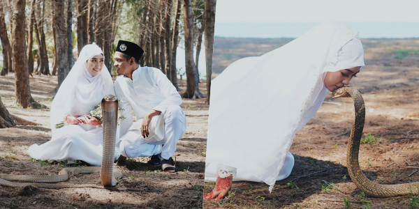 5 Ide Pre-Wedding Nekat dan Super Ekstrem. Ya, Kayak Pose Cium-cium King Kobra Contohnya