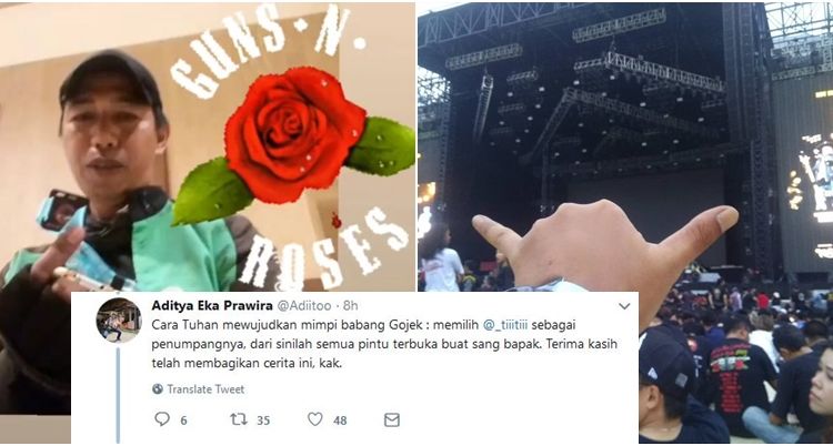 Uang Nggak Cukup buat Beli Tiket Guns N’ Roses, Abang Ojol ini Justru Dapat Gratis Berkat Penumpang!