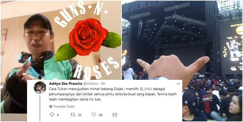 Uang Nggak Cukup buat Beli Tiket Guns N’ Roses, Abang Ojol ini Justru Dapat Gratis Berkat Penumpang!