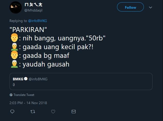 Cuitan Admin @infoBMKG ini Emang Cocok buat 13 Situasi Chat yang Tengah Dihadapi. Senyumin Aja~