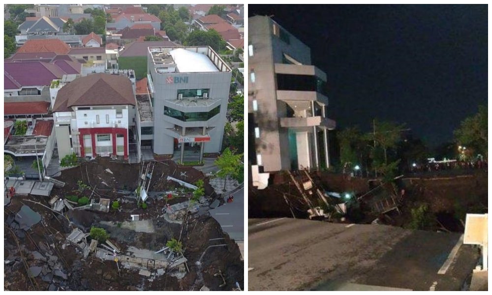 Ngeri! Jalan Gubeng, Surabaya Mendadak Ambles Hingga Sedalam 15 Meter. Inilah Penyebabnya