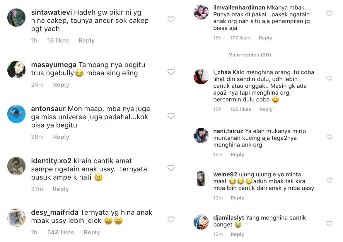 Muncul di Media, Perundung Anak Ussy Kena Bully Habis-Habisan oleh Warganet. Lah, Sama Aja dong?