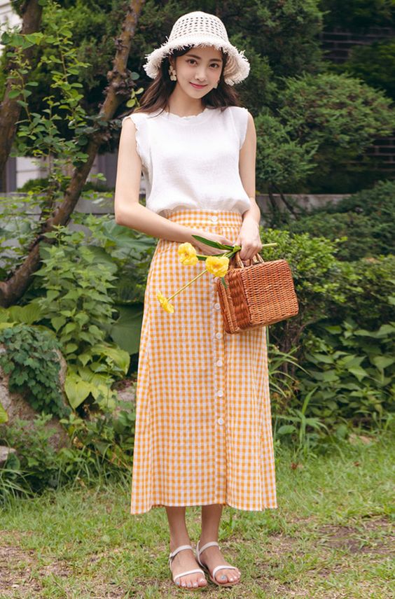 orange gingham skirt