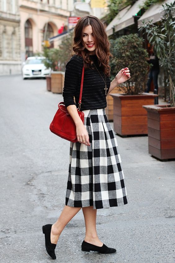 black gingham skirt