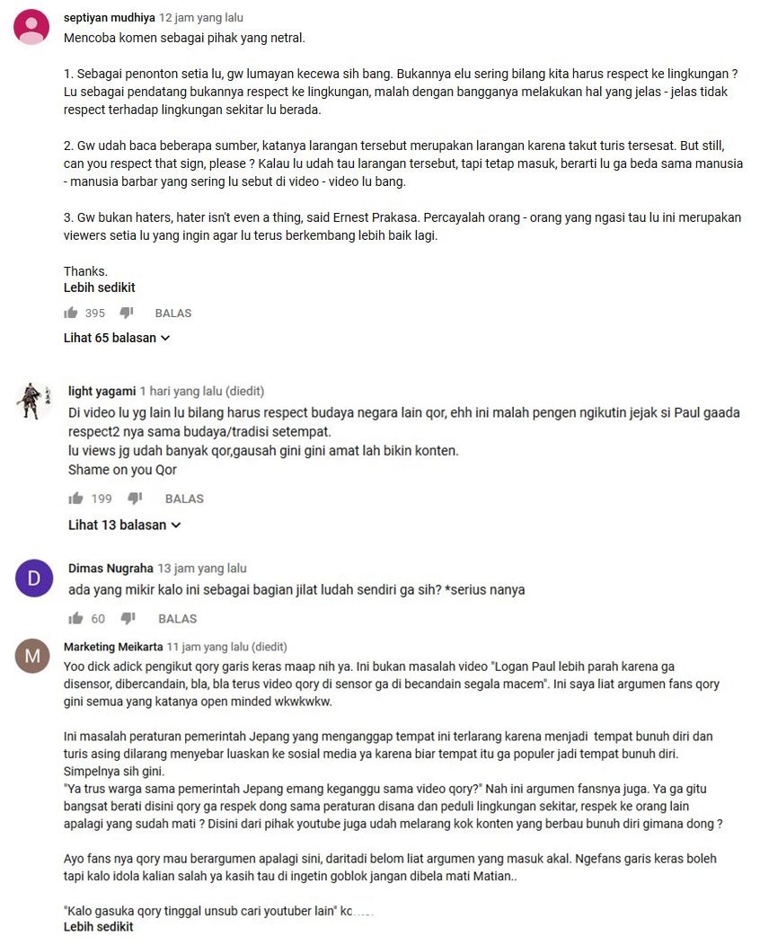 Eksplor Mayat Bunuh Diri di Aokigahara, Subscribers Kecewa Seakan Qory Gore Menjilat Ludah Sendiri