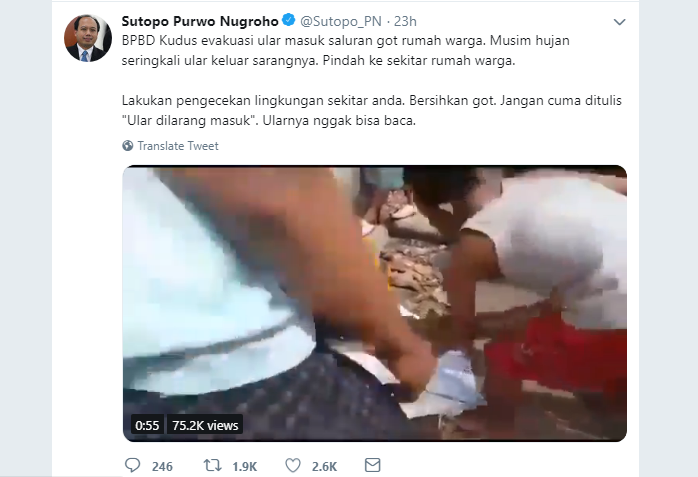 9 Petuah Kocak dan Bikin Baper ala Pak Sutopo. Yang Penting sih Tetap Informatif buat Semua Orang