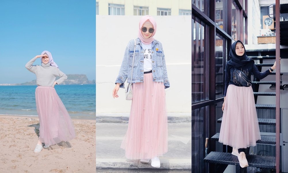 Inilah 10 Tampilan Cantik Hijaber Pakai Rok Tutu Panjang. Bisa Jadi Inspirasi Kalau Mau Jalan-Jalan