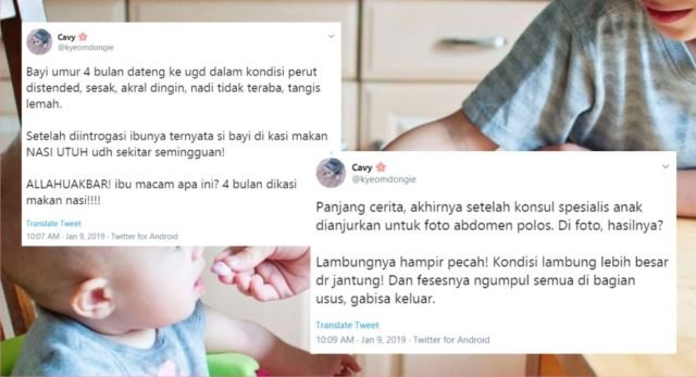 Kisah Pilu Bayi 4 Bulan yang Meninggal Akibat Diberi Makan Nasi Utuh di Saat Ususnya Belum Siap. Prihatin :(