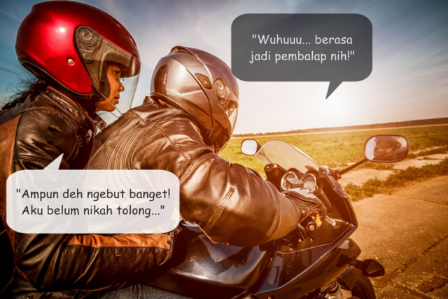 6 Perbandingan Pikiran Cowok dan Cewek Kalau Lagi Naik Motor Bareng