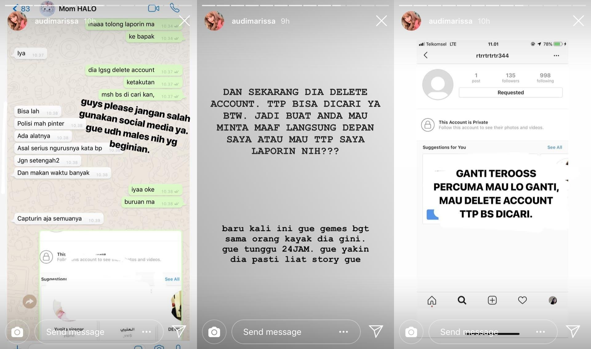 Audi Marissa Kena Bully, Gini Isi Pesan Singkat yang Ia Unggah ke Instagram. Miris!