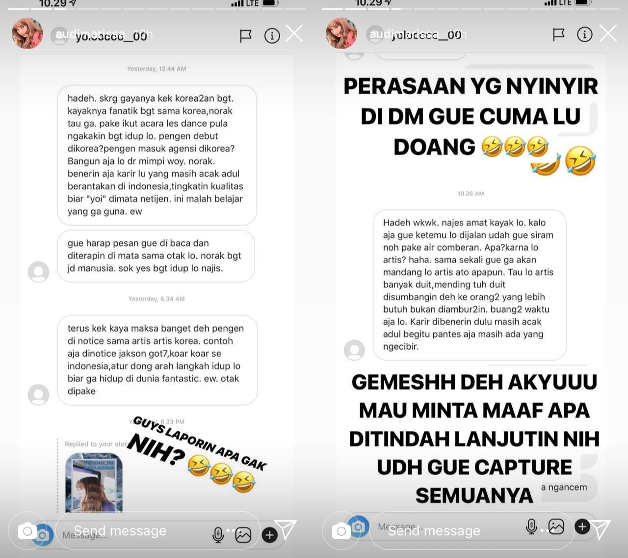 Audi Marissa Kena Bully, Gini Isi Pesan Singkat yang Ia Unggah ke Instagram. Miris!