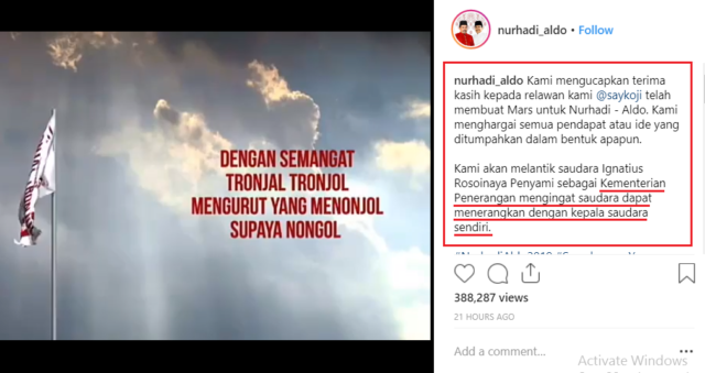 Dukung Paslon Nurhadi-Aldo, Saykoji Bikin Mars Tronjal Tronjol. Liriknya Sarkas Banget!