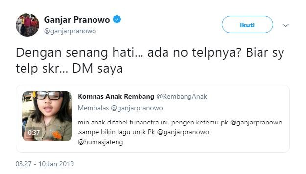 Pengen Ketemu Ganjar Pranowo, Bocah Difabel ini Bikin Lagu. Berkat Warganet, Suaranya pun Didengar