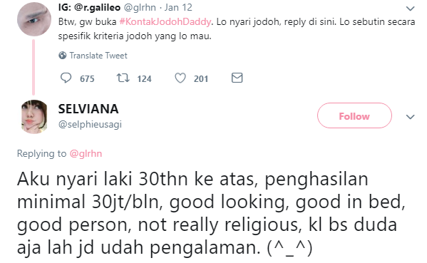 Inginkan Calon Suami Bergaji 30 Juta/Bulan, Cewek ini Dinyinyirin. Kriteria Pasangan itu Bebas, kan?