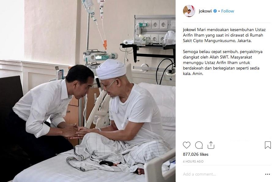 Ustad Arifin Ilham Dijenguk Jokowi, Warganet Justru Menuduh Macam-Macam. Gini Katanya...