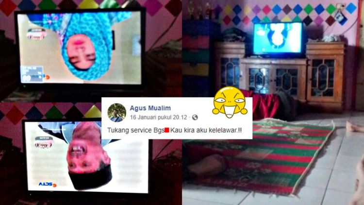 Viral Kisah Kocak Agus yang Abis Servis TV, Gambarnya Malah Terbalik. Nontonnya Jadi Nggak Santai~