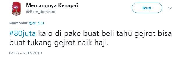 Warganet Twitter Berandai-andai Duit 80 Juta Bisa Buat Beli Apa. Pada Kreatif bin Kocak Idenya!