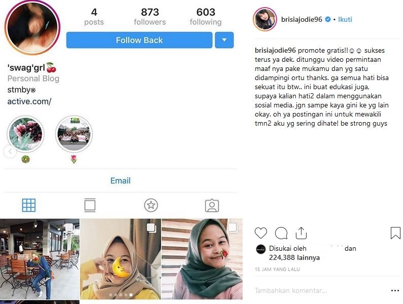 Brisia Jodie Kena Bully, Pelaku Minta Maaf Lewat Video Sambil Ketakutan. Super Pedas Kata-katanya!