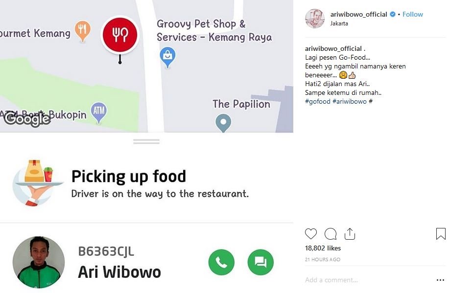 Pesan Makan Lewat Aplikasi Ojol, Ari Wibowo Ketemu Sosok Tak Terduga. Kocak!