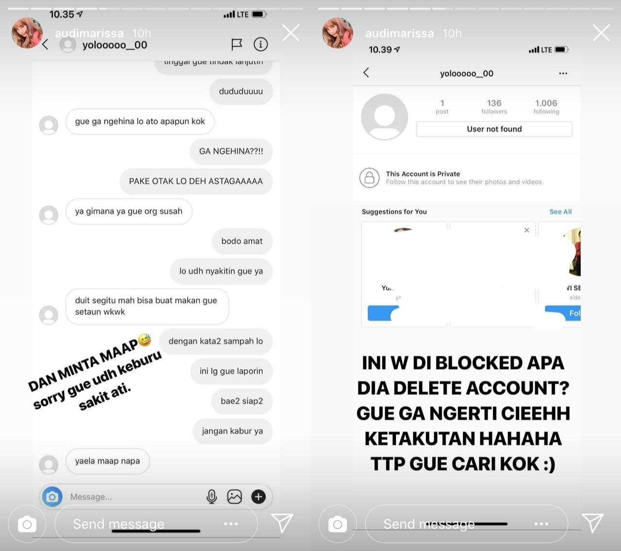 Audi Marissa Kena Bully, Gini Isi Pesan Singkat yang Ia Unggah ke Instagram. Miris!