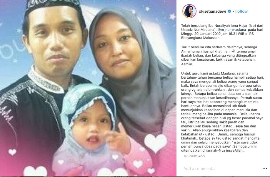 Istrinya Meninggal Karena Kanker Usus, Ustad Maulana: 