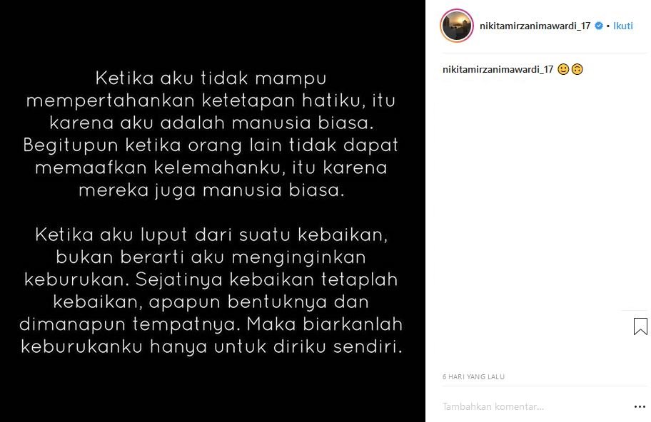 Putuskan Lepas Hijab, Warganet Ungkapkan Kekecewaan di Instagram Nikita Mirzani