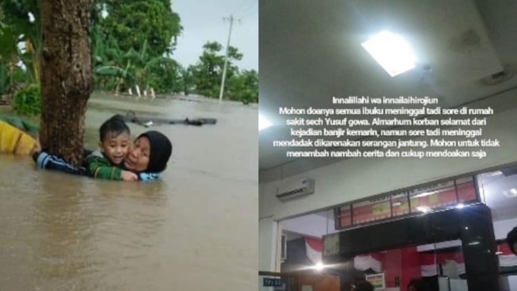 Nenek Terjebak Banjir Gowa yang Fotonya Viral, Dikabarkan Meninggal Dunia. Begini Keterangan Anaknya