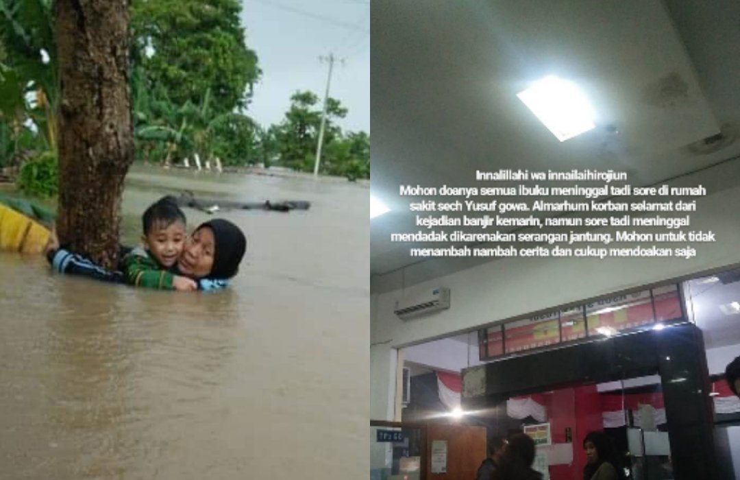 Nenek Terjebak Banjir Gowa yang Fotonya Viral, Dikabarkan Meninggal Dunia. Begini Keterangan Anaknya