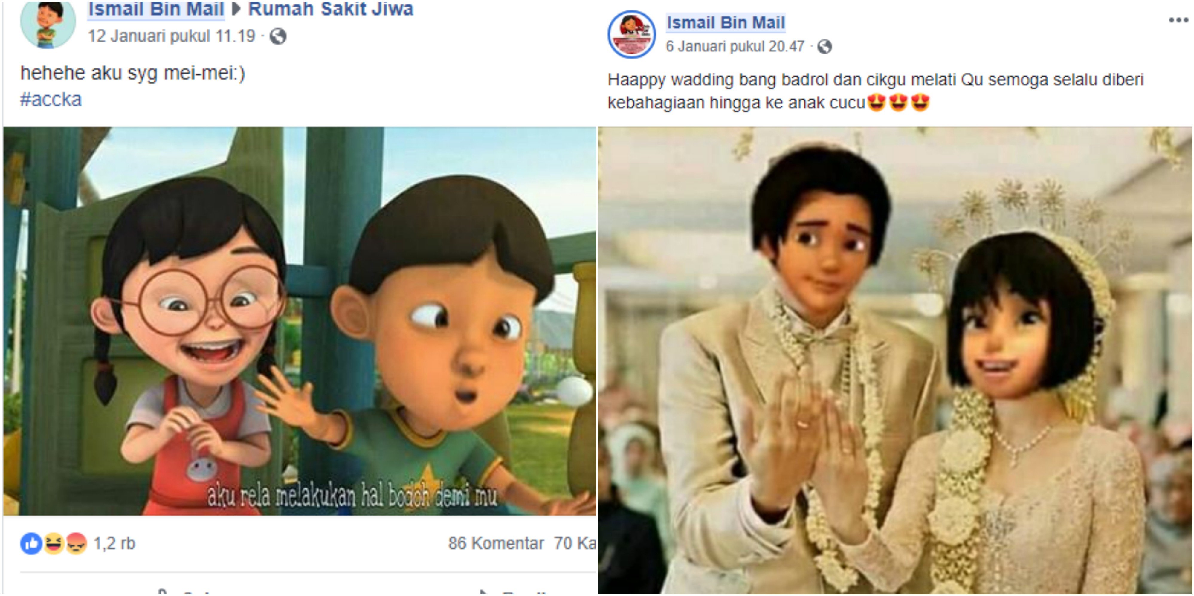 10 Kisah Cinta Menggemaskan dari Tokoh Kartun Upin-Ipin yang Terungkap di Facebook. Kok Konyol, Ya! :D