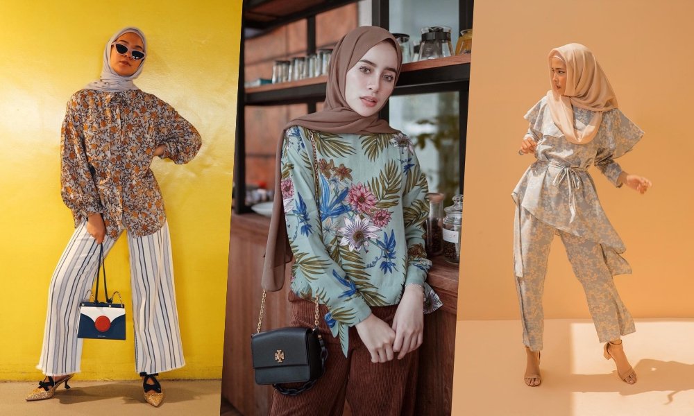 9 Ide Mix n’ Match Busana Hijab Serba Bunga. Sempurna Nih, Buat Silaturahmi Sama Keluarga