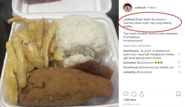 KZL Karena Beli Makan Tapi Nggak Enak? Curhatin Aja ke @_sadfood, Biar Lega dan Berasa 