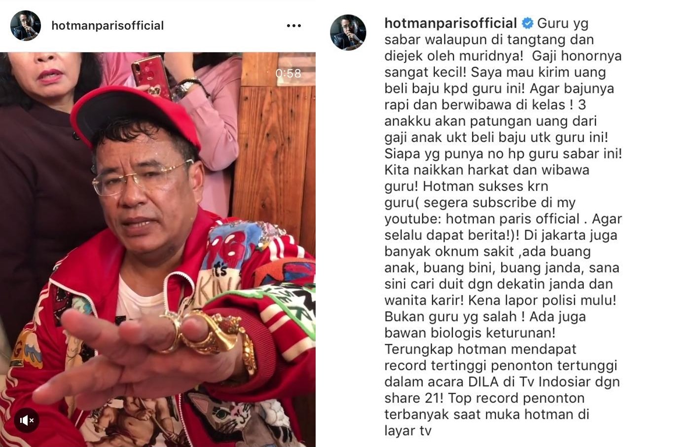 Hotman Paris Ngasih Surprise Buat Oknum Guru yang 'Didzalimi' Muridnya Kemarin. Sungguh Mulia, Ya!