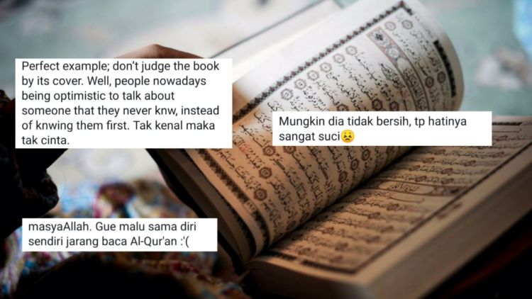 Potret Viral Tunawisma Baca Quran ini Gugah Jiwa Warganet. Makanya Jangan Nilai Orang dari Luarnya