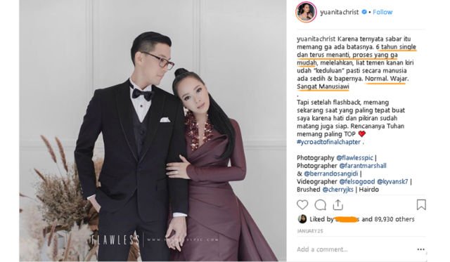 Dibilang Telat Nikah, Yuanita Christiani Bikin Tulisan Soal Perjalanan Cintanya. Ngena Banget!