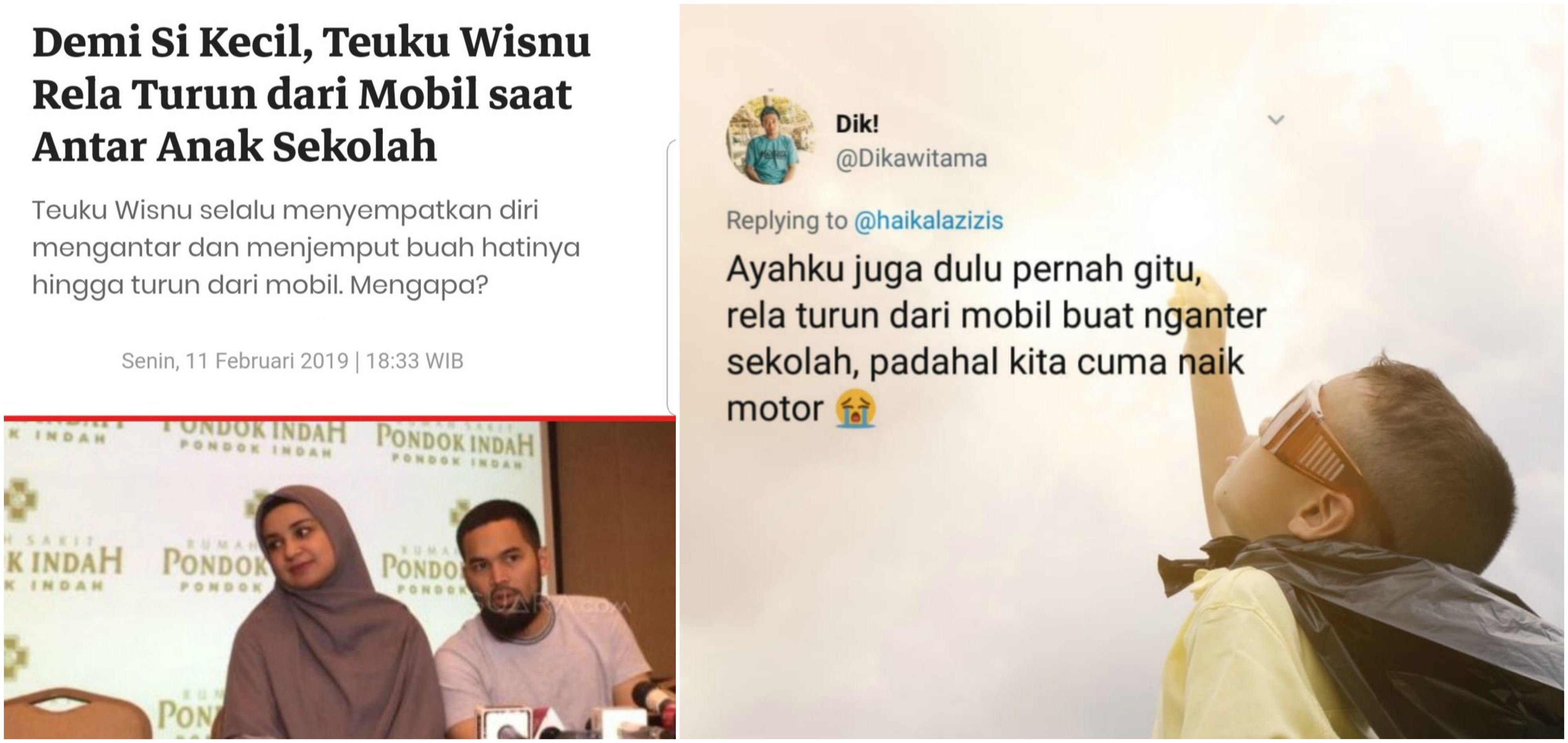 15 Tanggapan Receh Warganet Soal Berita Teuku Wisnu yang Rela Turun Mobil Demi Antar Anak Sekolah