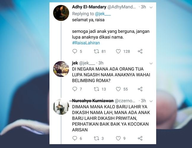 13 Komentar Paling Receh Warganet Saat Tanggapi Kelahiran Anak Pertama Raisa. Maklum, Kaum Selow~