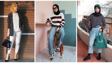 10 Ide Padu Padan Baju Garis-garis ala Hijabers. Manis!