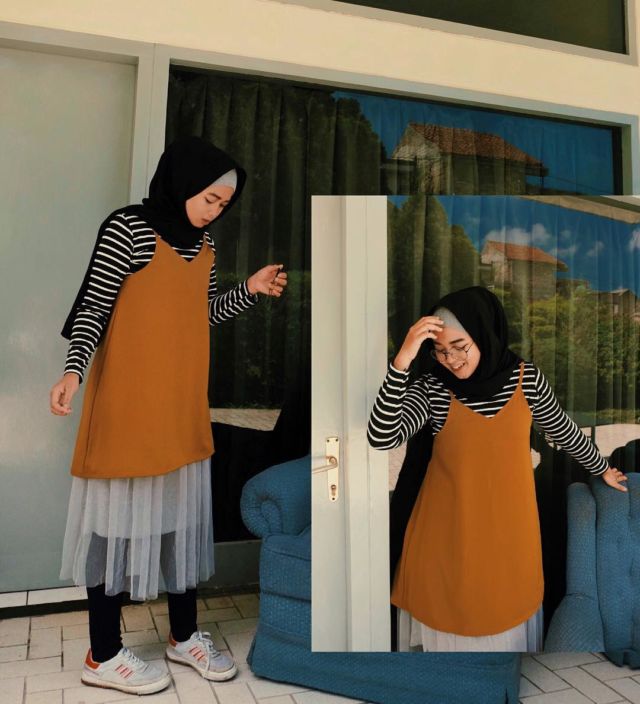 10 Ide Padu Padan Baju Garis-garis ala Hijabers. Manis!