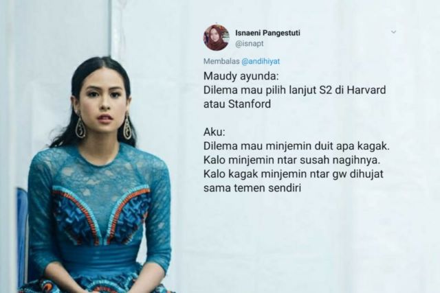 Saat Maudy Ayunda Dilema Stanford atau Harvard, #SobatMisqueen Cuma Bisa Milih 14 Hal Receh ini