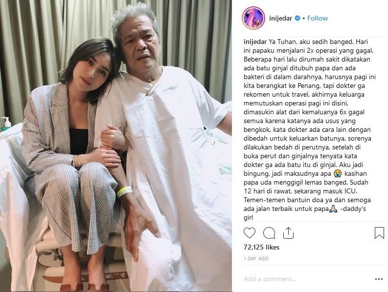 Ayah Jedar Sakit dan 2 Kali Gagal Operasi, Artis Cantik Ini Sesalkan Diagnosis Rumah Sakit